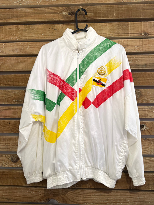 Vintage 80s Brunei Darussalam zip up windbreaker/ shell jacket. Sports. Size Large. Festival.