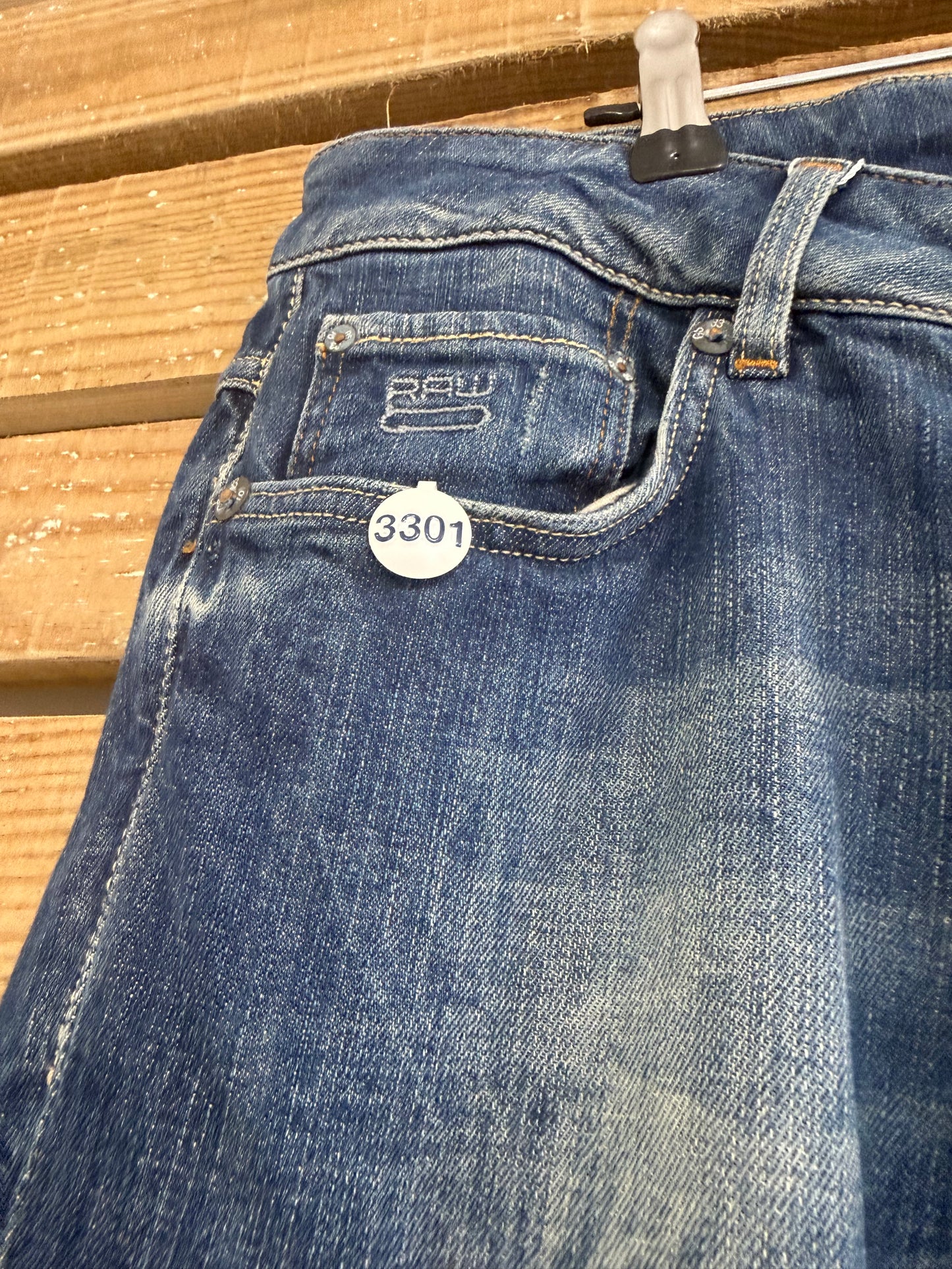 Vintage Y2K G-Star Raw stonewash 3301 Jeans. Blue. 32” waist” 30” leg.