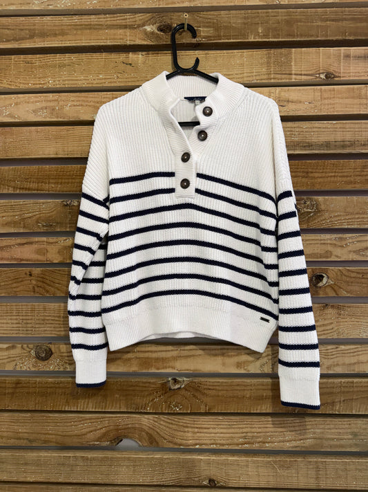 Joules striped knit button cotton jumper/ sweater. French vibes. Size UK12