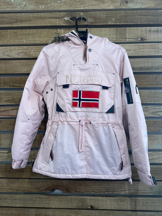 Geographical Norway 1/4 zip windbreaker/ anorak jacket/ coat. Size small. Pink.