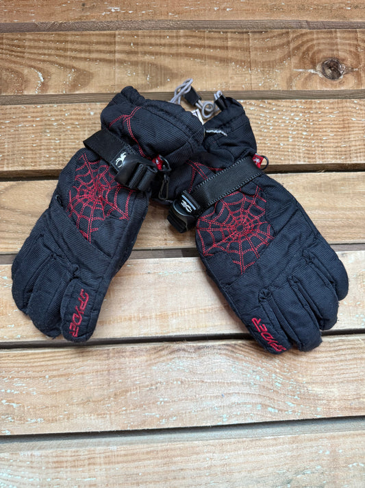 Spyder web ski gloves. Snow. Black & red. Size Medium.