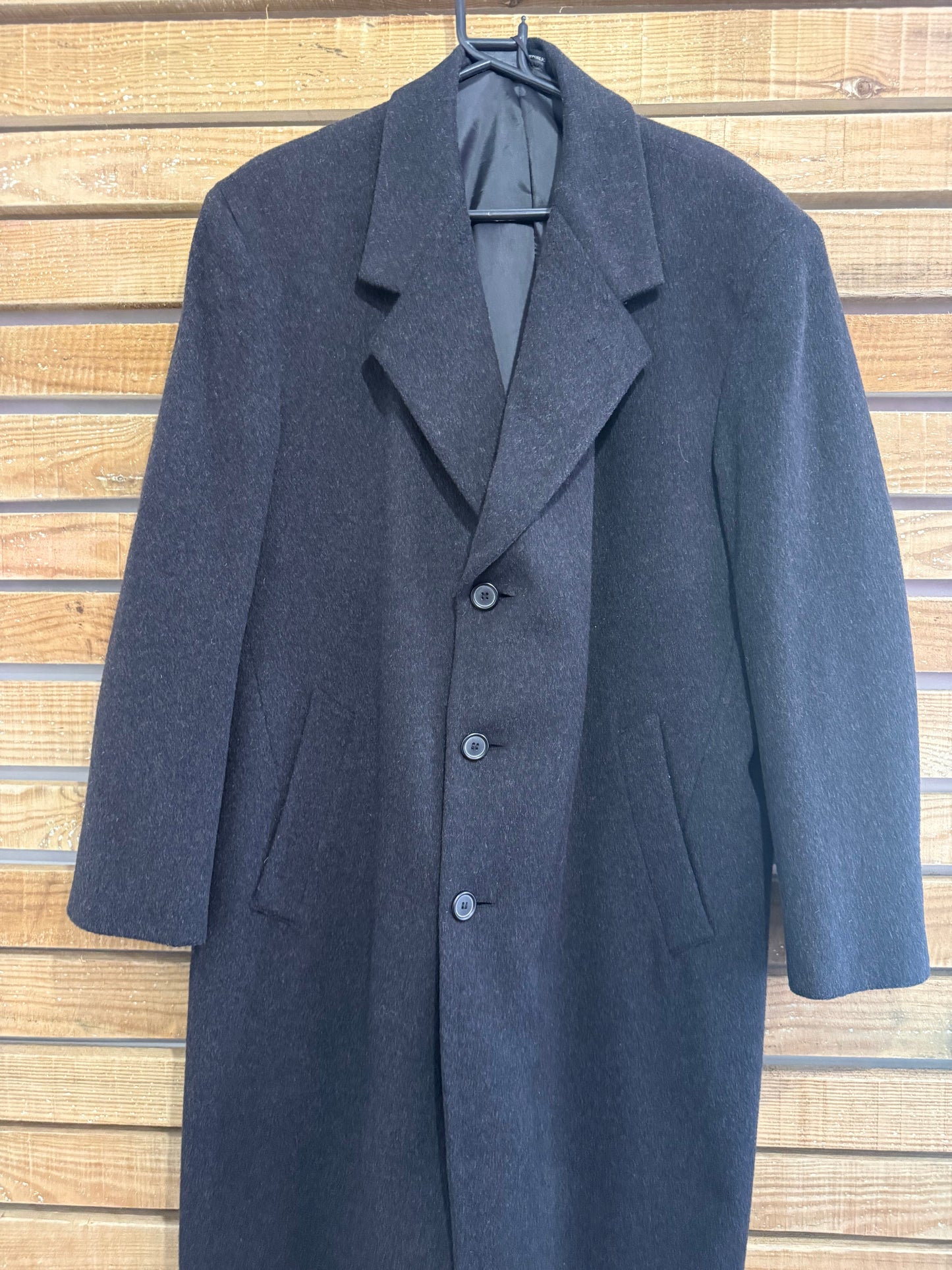 Vintage 80s London Fog Crombie wool Coat. Grey. Size large. 48” chest.