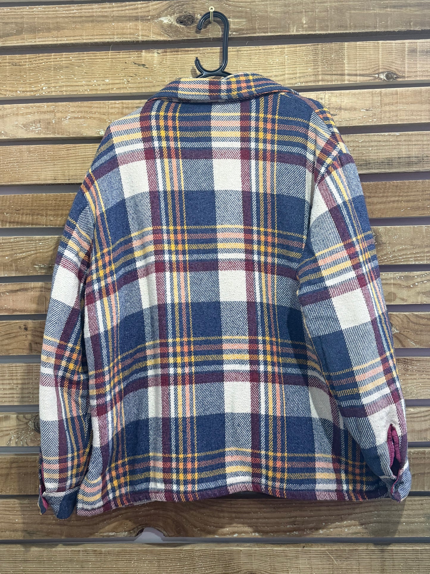 Vintage 90s fleece lined checked/ plaid button up shirt. Lumberjack. Size XL.
