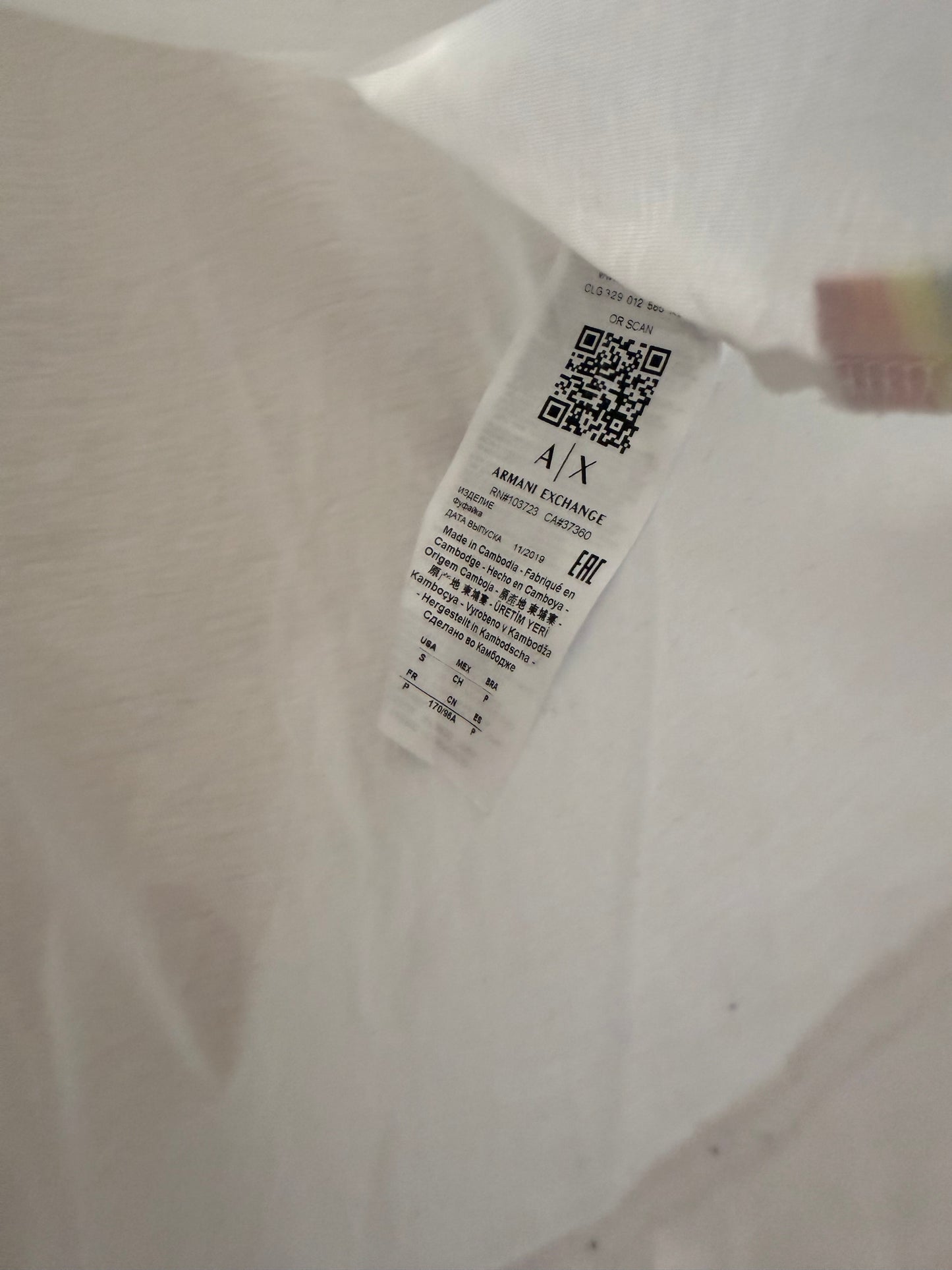 Armani Exchange rainbow logo T-shirt. Pride. White. Size Small.