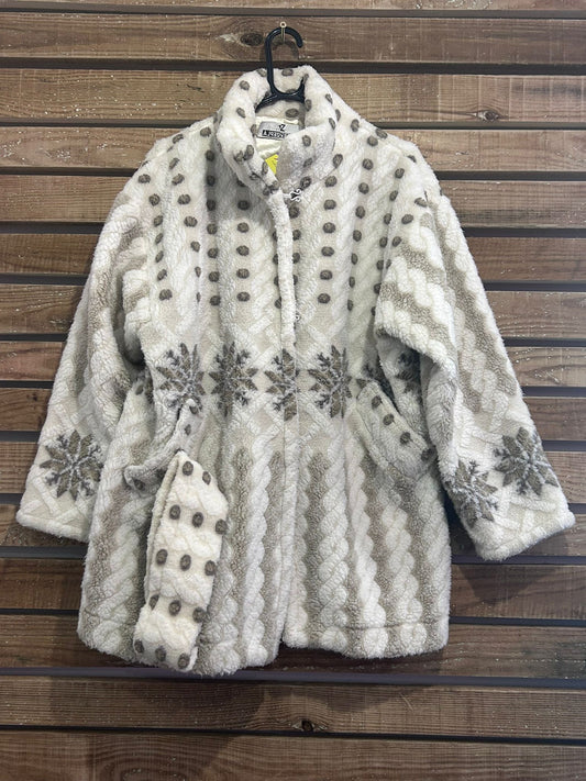 Vintage 90s Zepla patterned fleece Coat & headband. Size Large. Ski/ winter.